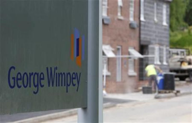 A George Wimpey sign is seen at a building site in Groby, central England