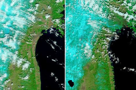 Photographs of Japan earthquake and tsunami from out of space
