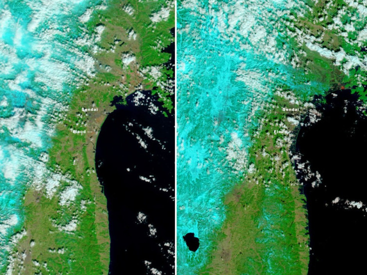 Photographs of Japan earthquake and tsunami from out of space