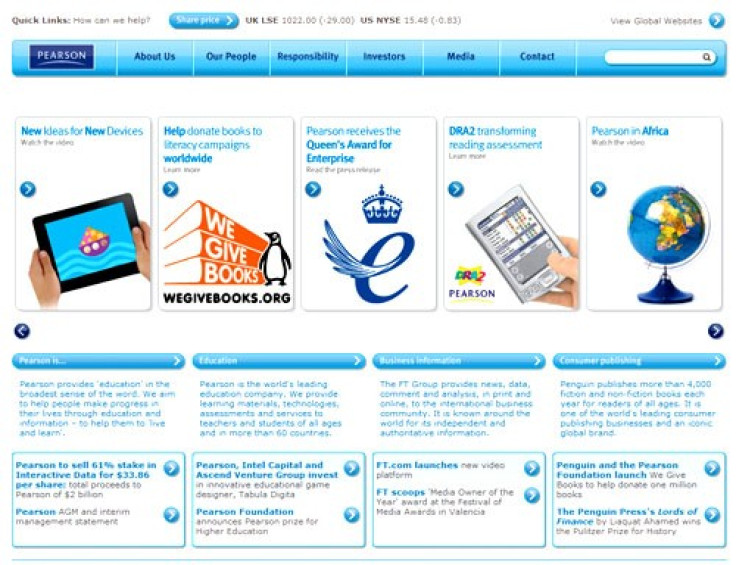 Corporate homepage of Pearson PLC