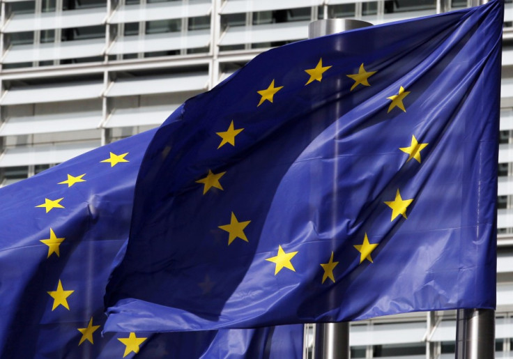 European flags outside the European Commission headquarters in Brussels