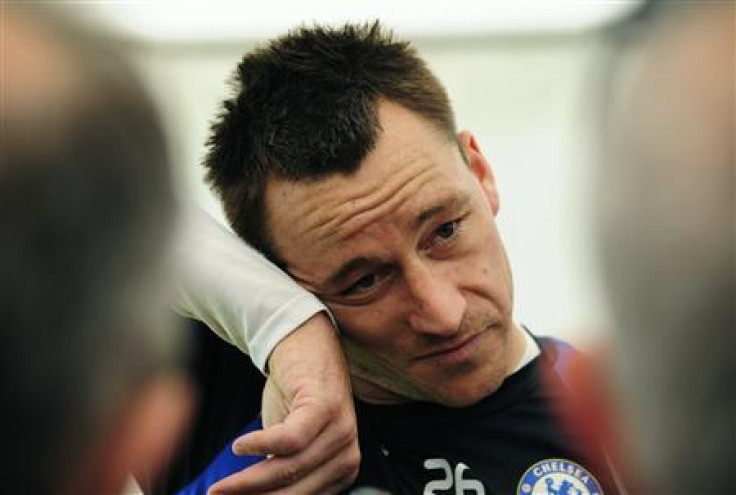 Chelsea&#039;s John Terry talks to journalists during a media day at their training ground in Cobham