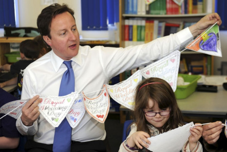 Britain's Prime Minister David Cameron at the English Martyrs primary school in Manchester