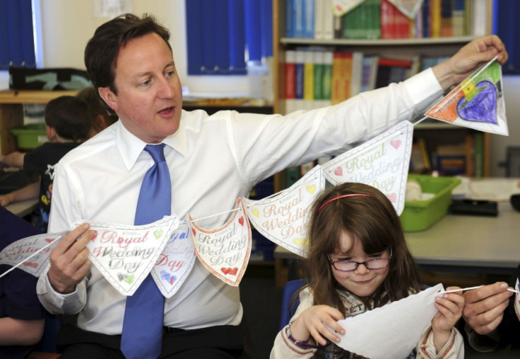Britain's Prime Minister David Cameron at the English Martyrs primary school in Manchester