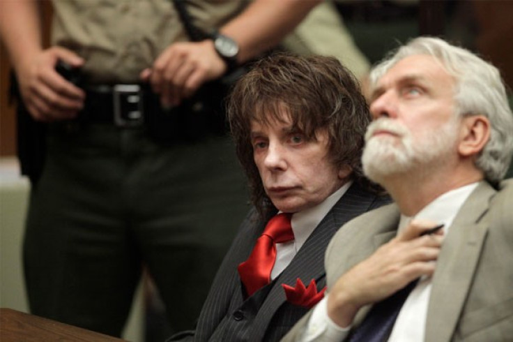 Music producer Phil Spector (L) sits in court with his attorney Dennis Riordan at the Los Angeles Superior Court, during his sentencing for the February 2003 shooting death of actress Lana Clarkson May 29, 2009