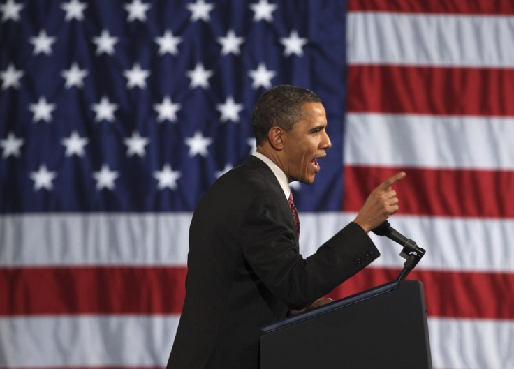 U.S. President Barack Obama delivers remarks at a Democratic Party fundraiser in Chicago April 14, 2011.