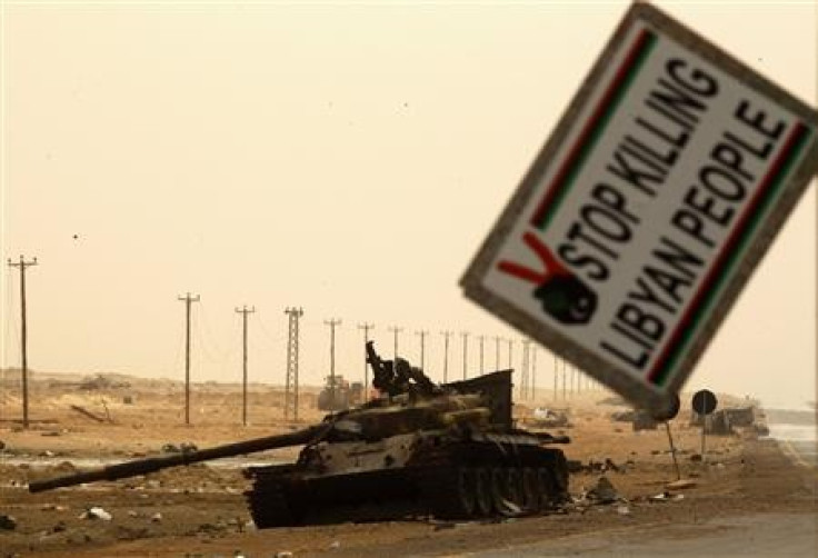 A Gaddafi forces tank, destroyed by NATO air strikes