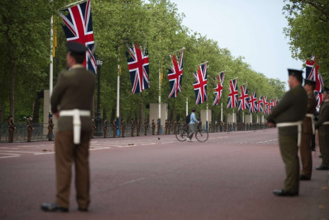 Brit armed forces participate in a rehearsal for royal wedding