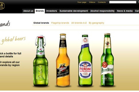 Images of SABMiller beer brands shown on corporate website