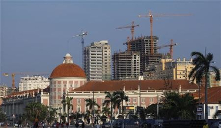 File photo of office blocks under construction behind the Angolan central bank building in the capital Luanda