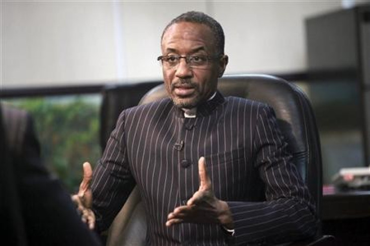 Nigeria&quot;s Central Bank Governor Sanusi Lamido Sanusi speaks during an interview with Reuters in his office in Lagos