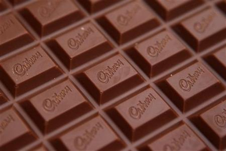 The Cadbury name is seen on a bar of Dairy Milk chocolate in Manchester