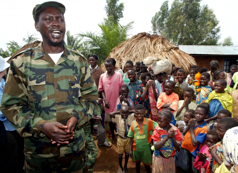 File photo of Union of Congolese Patriots leader talking to villagers near Bunia in Congo