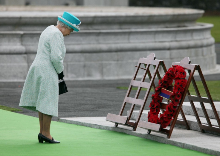 The Queen takes part in a wreath laying ceremony at the Irish War Memorial Garden in Dublin
